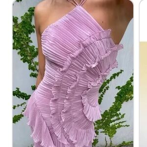 Women's Pleated Maxi Dress in Lavender